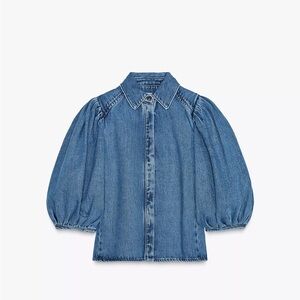 Zara ZW Collection Denim Blouse size medium